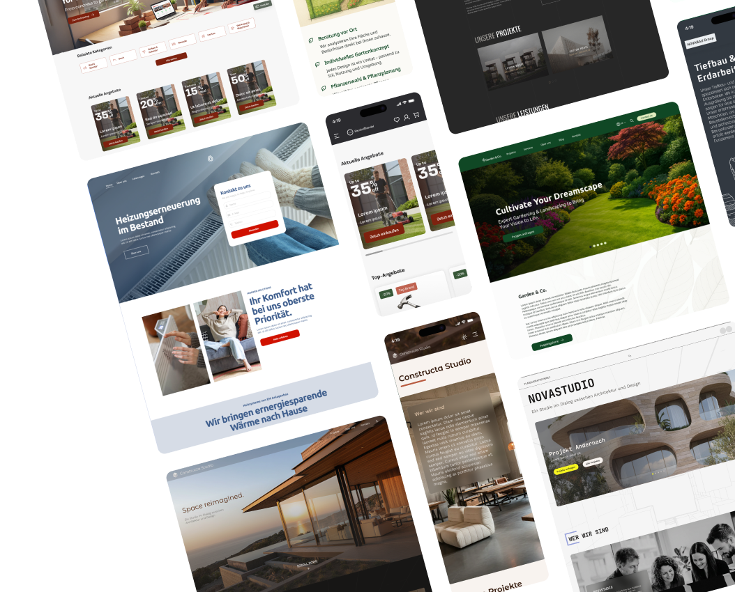 Collage moderner Architektur-Websites